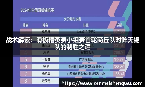战术解读：滑板精英赛小组赛首轮商丘队对阵无锡队的制胜之道